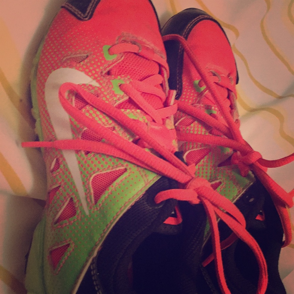 Green pink and black Nike’s